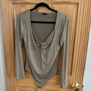 Express Shimmering Gold Long Sleeve Bodysuit